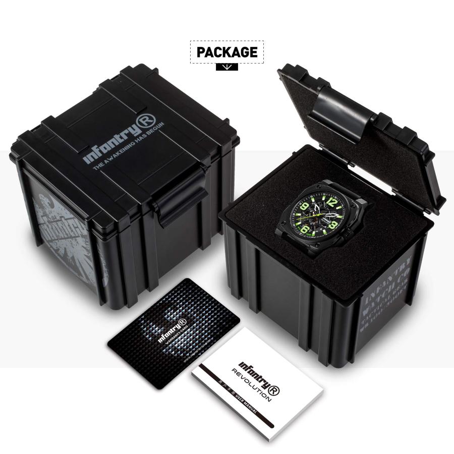 【美品】 Infantry メンズ スケルトン自動機械式腕時計 100m防水腕時計 カジュアルアウトドアスポーツ腕時計 ラバーバンド付き， グリーン， 機械式。 【EIM1119062376】(39744円)