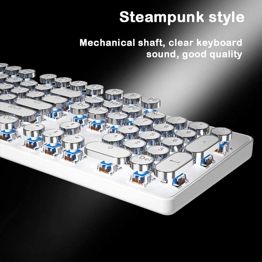 通販超特価 Retro Vintage 104- Key Hot-Swappable Mechanical Wireless Keyboard with White LED Backlit Typewriter: Bluetooth/2.4 G/USB for Multi-Device: PC/Mac/iPad