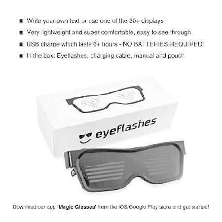 ★決算特価商品★ EYEFLASHES LED Glasses for Parties - LED Bluetooth Glasses for Festivals - Cool Glasses to Display Customized Flashing Messages ＆ Animations via Blue