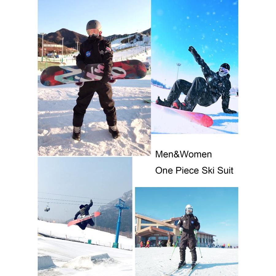 2022年春夏再入荷 Men´s One Piece Ski Suits Waterproof Snowsuit Insulated Ski Jumpsuit Snowboard Jacket for Snow Sport，Black M