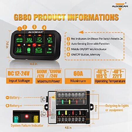 Auxbeam　Gang　Switch　Box　Universal　GB80,　Circuit　with　Switch　System　Pod　On-Off　Automatic　Switch　Car　Touch　Relay　Box　Dimmable　LED　Panel　for　Control　Pi