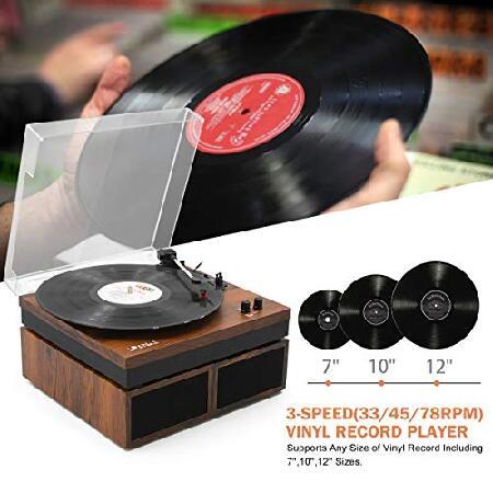 買い公式店 ＆No.1 Bltooth Vinyl Record Player with Eternal Speakers， 3-Speed Belt-Drive Turntable for Vinyl Albums with Auto Off and Bltooth Input，Mahogany Wood