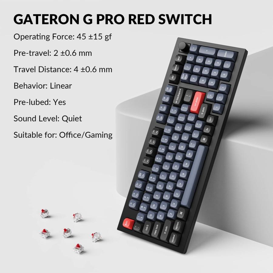 アウトレット通販売 Keychron Q5 96%レイアウト 有線カスタムメカニカルキーボード ノブ付き RGBバックライト ホットスワップ可能 Gateron G Pro レッドスイッチ フルアルミニウム Q