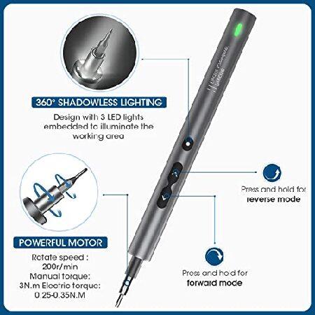 レビュー高評価の商品！ LIFEGOO Mini Electric Screwdriver， 62 in 1 Cordless Precision Power Screwdriver Set with 48 Bits， LED Lights Magnetic Mat， Rechargeable Repair Tool Ki