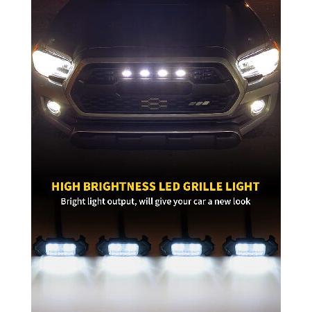 特別訳あり特価 MEALAM White LED Lights 4PCS Front Grille Raptor Lamps Car Accessories with Harness and Fuse， Compatible with 2016 2017 2018 2019 Toyotaa Tacoma TRD P