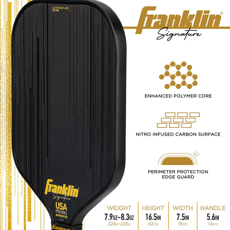 Franklin Sports Pro ピックルボールパドル シグネチャーシリーズ カーボンファイバーパドル カーボンSTKサーフェス USA ピックルボール(USAPA)承認 トーナメン また