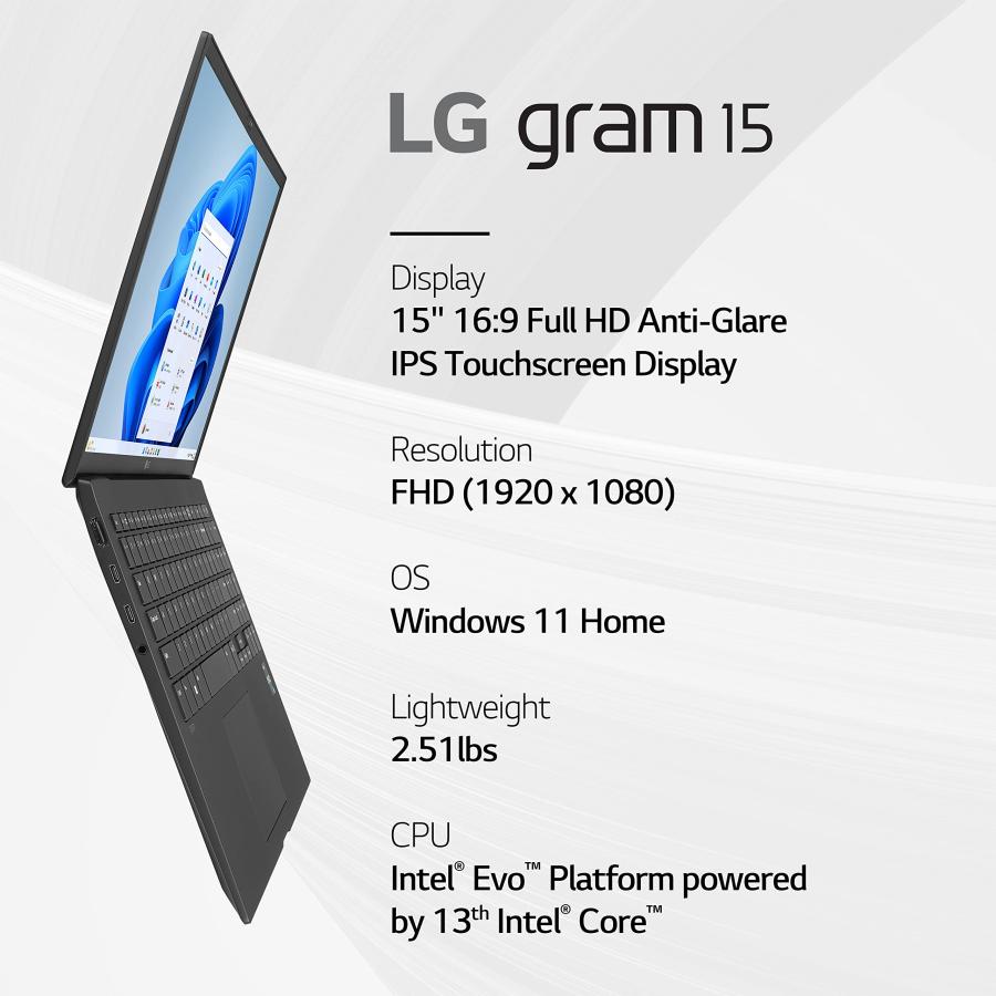 LG gram 15.6” Lightweight Laptop， Intel 13th Gen Core i7