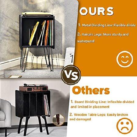 LELELINKY Record Player Stand,Vinyl Record Storage Table with 4 Cabinet Up  to 100 Albums,Mid-Century Turntable Stand with Wood Legs,Brown Vinyl Holder