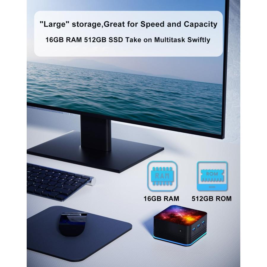 Mini PC Computers 16GB DDR4 512GB SSD Intel 11th Gen N5105 (up to
