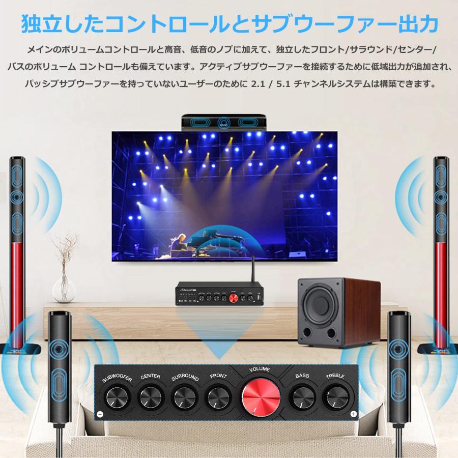 送料無料商品 Douk Audio M5.1 HiFi 5.1CH Bluetooth アンプ ステレオ ホームシアター パワーアンプ サブウーファーアンプ