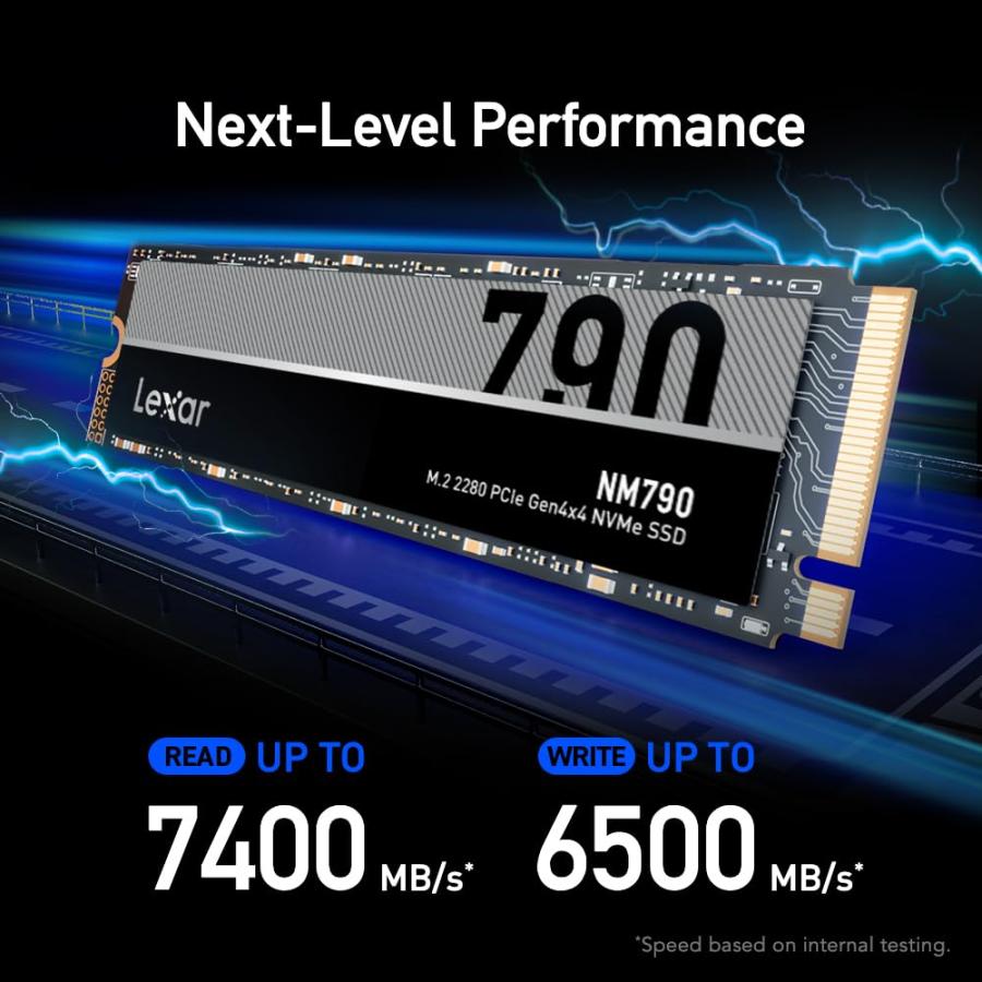 【海外輸入】 Lexar NM790 SSD 4TB PCIe Gen4 NVMe M.2 2280 内蔵ソリッドステートドライブ 最大7400MB/秒 PS5対応 ゲーマー/クリエイター向け (LNM790X004T-RNNNU)