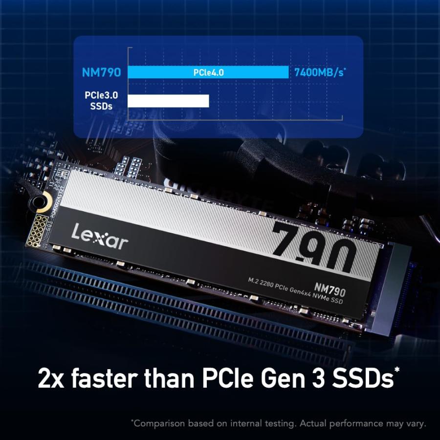 【海外輸入】 Lexar NM790 SSD 4TB PCIe Gen4 NVMe M.2 2280 内蔵ソリッドステートドライブ 最大7400MB/秒 PS5対応 ゲーマー/クリエイター向け (LNM790X004T-RNNNU)