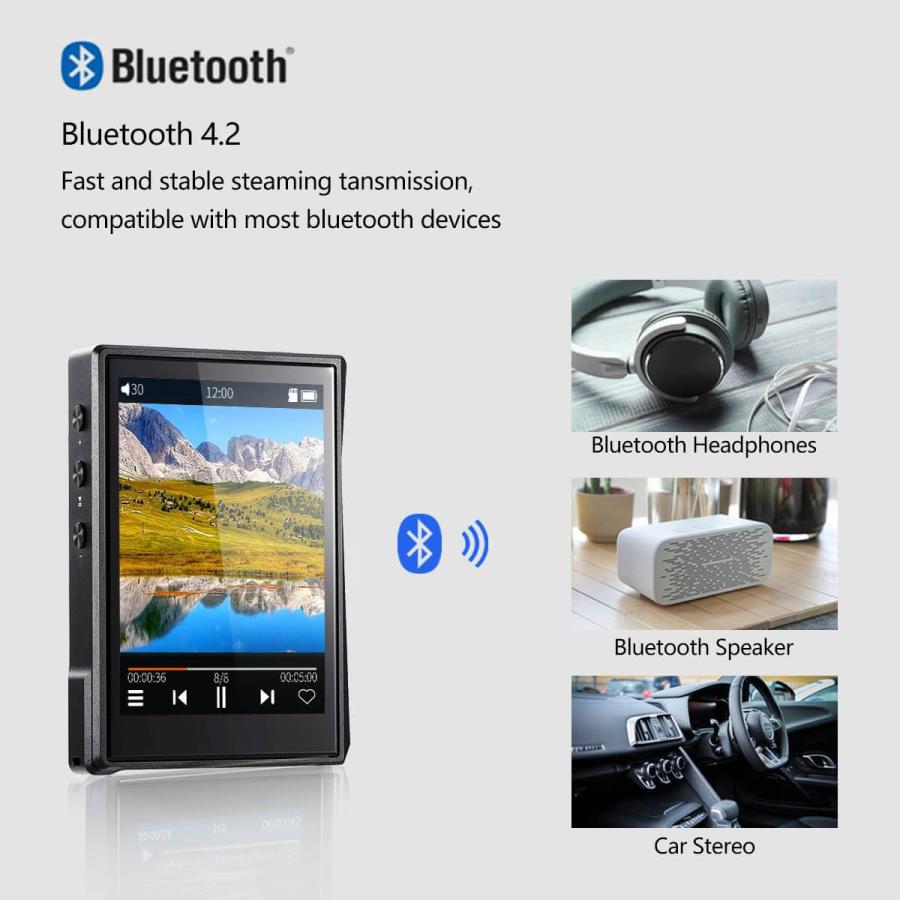 Surfans HiFi MP3 Player with Bluetooth: F22 Full Touch Lossless