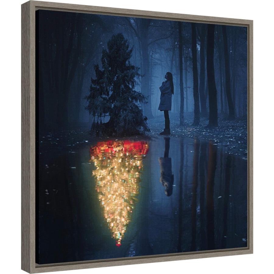 種類豊富な品揃え Amanti Art フレーム入りキャンバス ウォールアートプリント The Hope of Christmas (ツリー) by Terry F(40.64cm幅×40.64cm高さ)、シルヴィグレーウォッシュ
