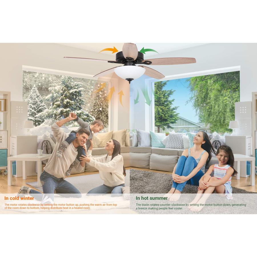 日本直営 SOLTRONICS Ceiling Fan 52 inch with Light and Remote LED Ceiling Fan with Dimmable Bulb Reversible Kona Marple/Tumbleweed Blade Indoor Use