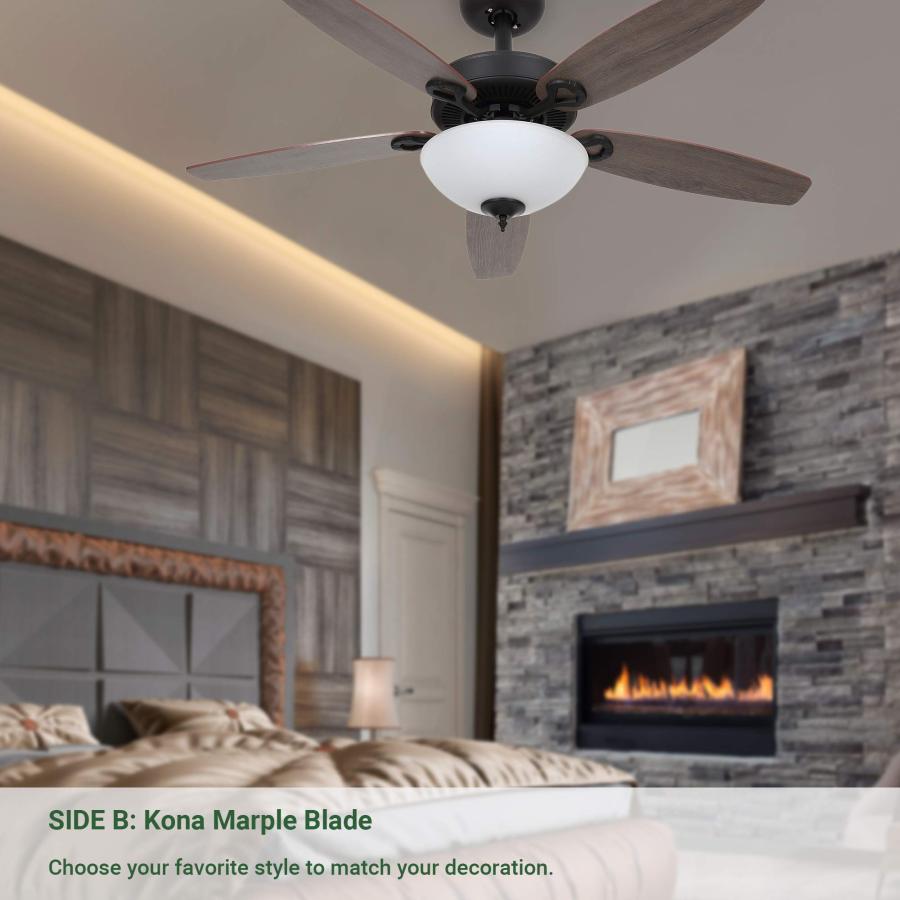 日本直営 SOLTRONICS Ceiling Fan 52 inch with Light and Remote LED Ceiling Fan with Dimmable Bulb Reversible Kona Marple/Tumbleweed Blade Indoor Use