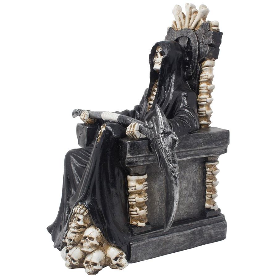 お買い得商品 Evil Grim Reaper on Bone Throne Statue with Scythe and Skull Accents for Scary Halloween Decorations or Spooky Gothic Decor Sculptures ＆ Figurines As