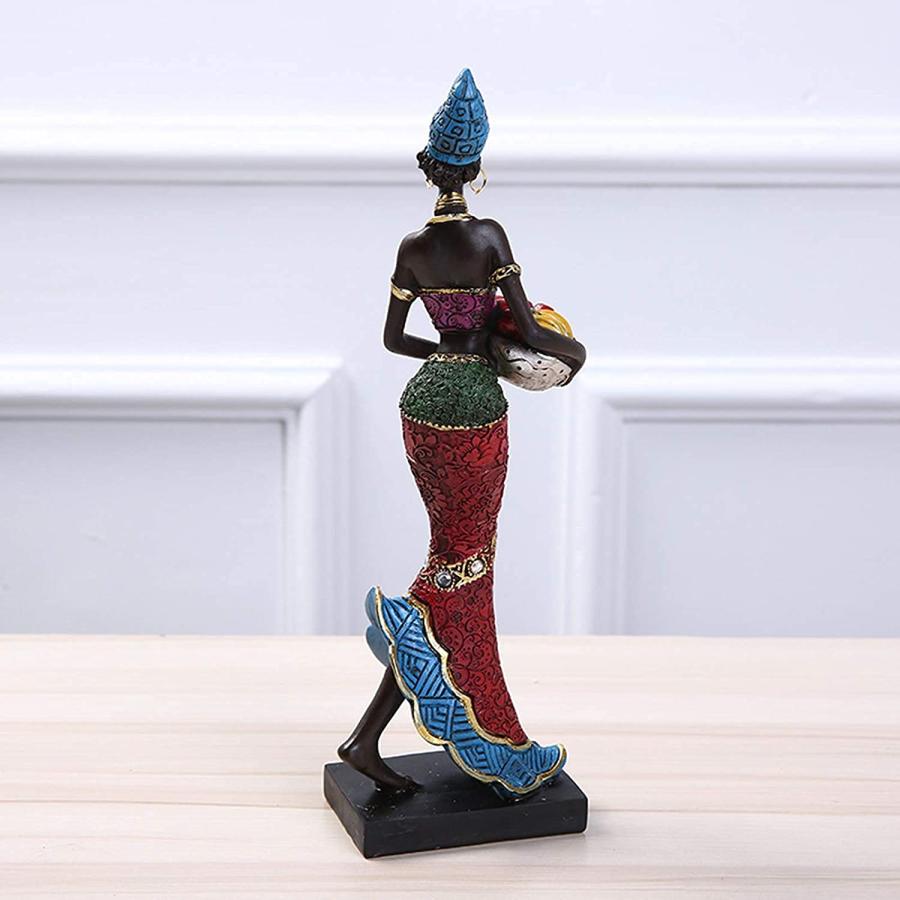 ネット限定 アフリカンフィギュア彫刻 樹脂アフリカン彫刻 レディースフィギュア ガールズ トライバルレディフィギュア ホームオフィス デスクトップデコレーション - ブル