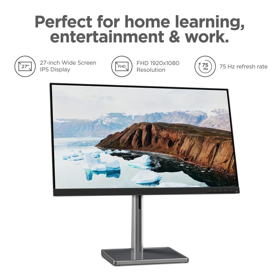 高知インター店 Lenovo L27m-30-2022 - Monitor Diario - 27 Pulgadas FHD - 75 Hz - AMD FreeSync - Certificado de luz Azul Baja - Soporte inclinable - Altavoces Integrad