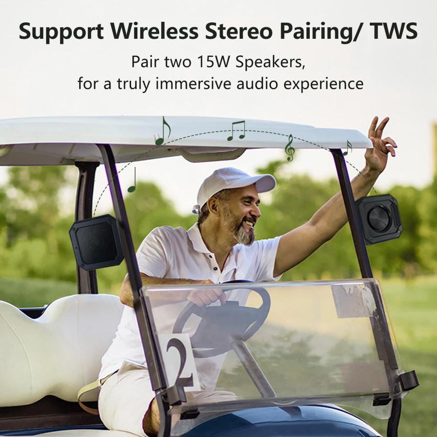 5％クーポン有り PILSAMAS Golf Speaker， Bluetooth Speakers， Portable Bluetooth Speaker - Magnetic， 15W Loud with Bass， Outdoor IPX7 Waterproof Bluetooth Speaker， Wirel
