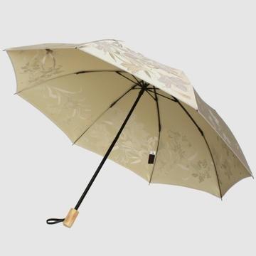 傘 レディース雨傘 折たたみ傘 絵おり 「百合(白ゆり)ベージュ