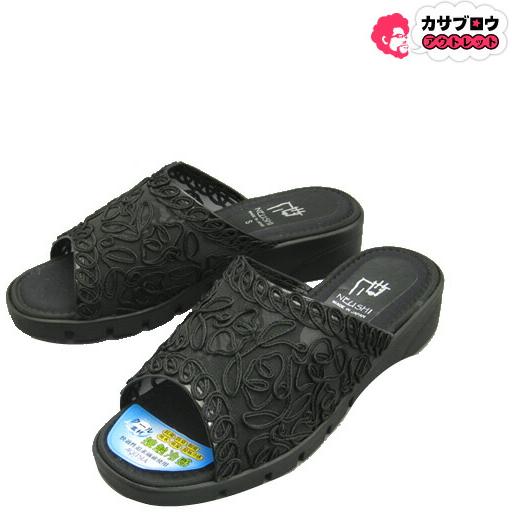 NEUSHI レディース接触冷感ヘップ ブラック ネウシ サンダル 日本製
