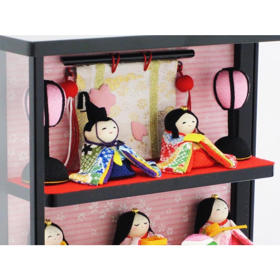 ミニひな ちりめんミニひな10人セット ミニおひなさま薄型ガラスケース入り 立て掛けタイプ お名前木札付き MH002S 約