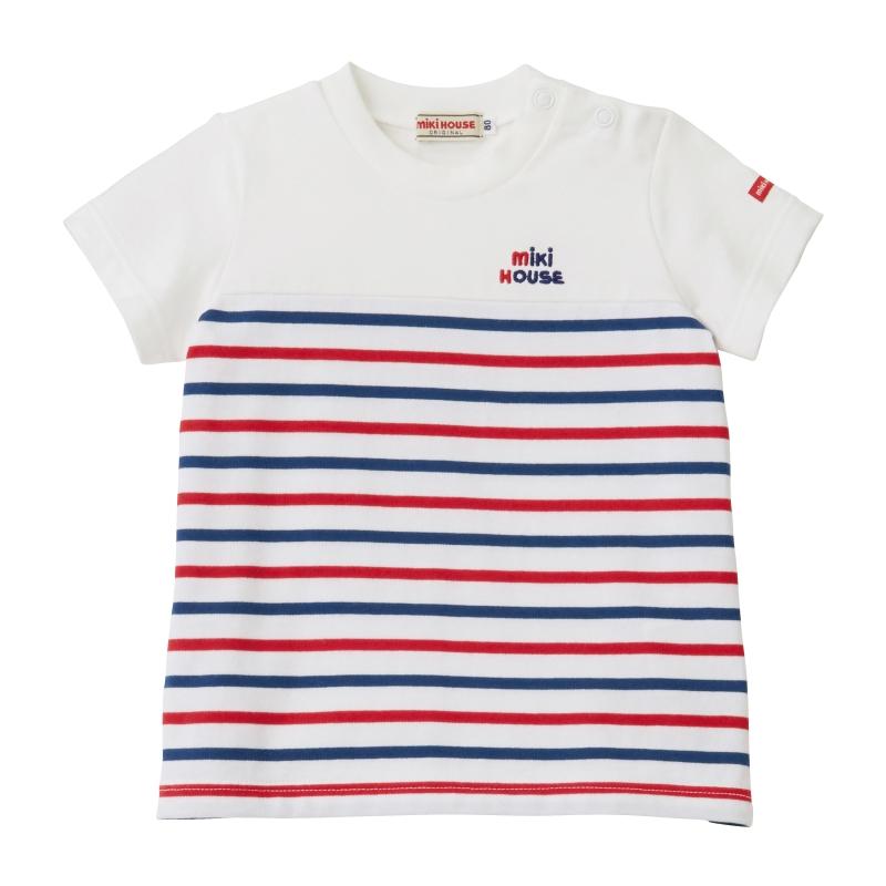 【新品未使用】値下げ！ミキハウス　Tシャツ MIKI HOUSE（ミキハウス） セール ロゴ刺しゅう切替半袖Tシャツ 120cm
