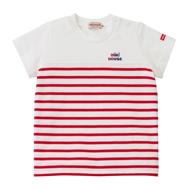 MIKI HOUSE（ミキハウス） セール ロゴ刺しゅう切替半袖Tシャツ 120cm