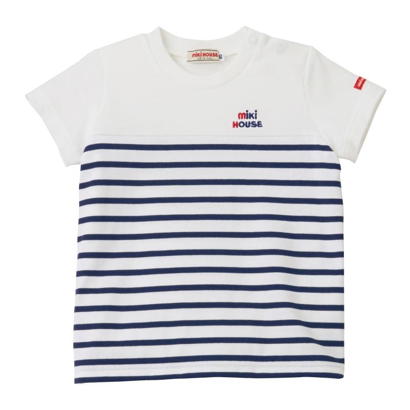 MIKI HOUSE（ミキハウス） セール ロゴ刺しゅう切替半袖Tシャツ 120cm