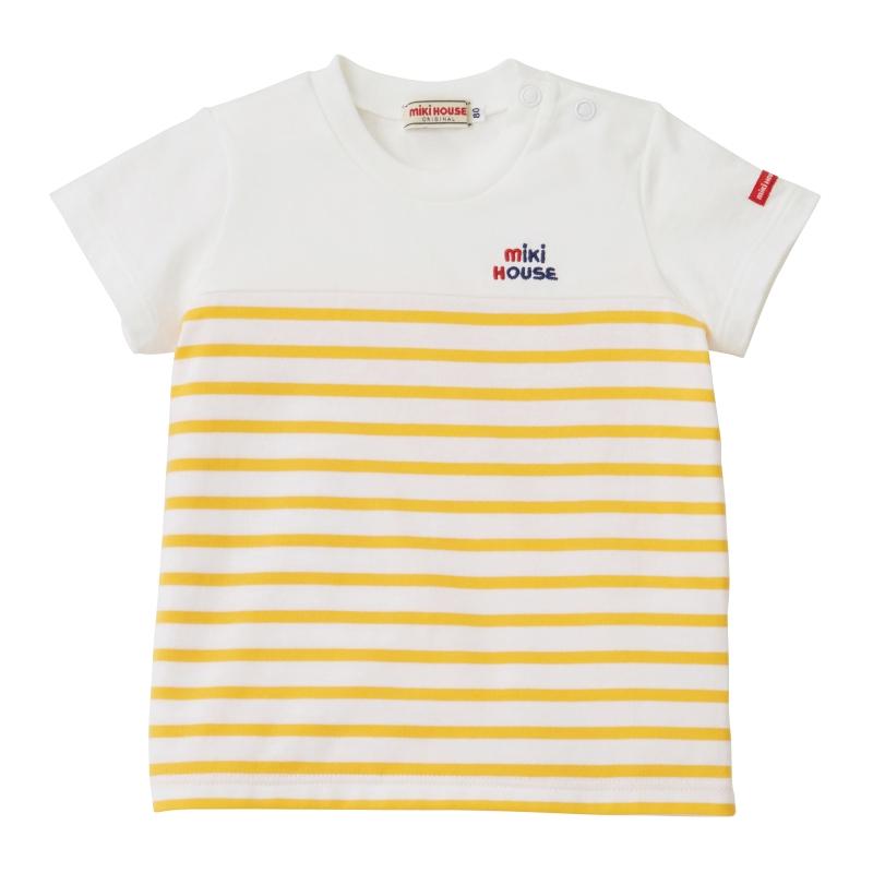 MIKI HOUSE（ミキハウス） セール ロゴ刺しゅう切替半袖Tシャツ 120cm