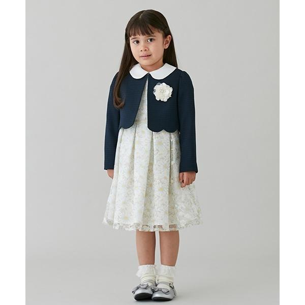 プチマイン 120 フォーマル卒園式、入学式 花柄 ネイビー