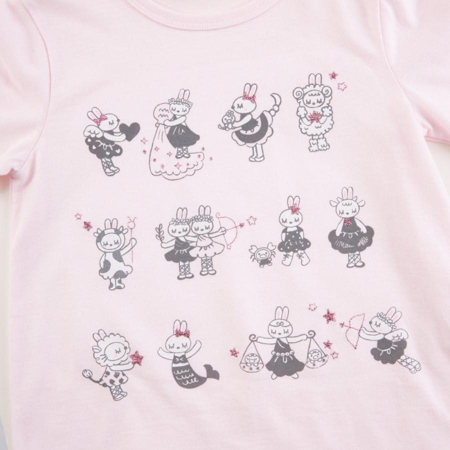 KP ケーピー 12星座mimiプリント長袖Tシャツ ペールピンク 80cm-100cm