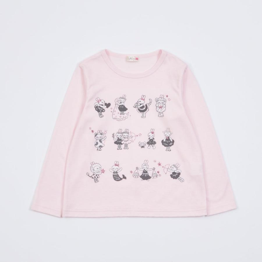 KP ケーピー 12星座mimiプリント長袖Tシャツ ペールピンク 80cm-100cm