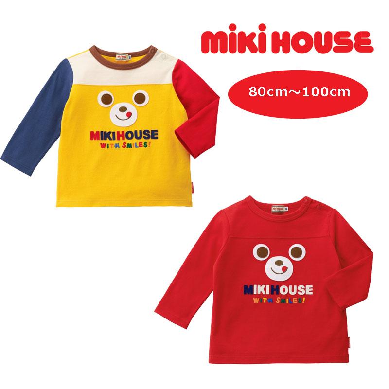 ミキハウス mikihouse 顔ドン長袖Tシャツ 80cm 90cm 100cm 10-5234-579  