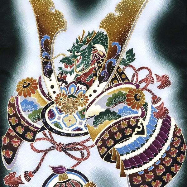 15%OFFセール 産着 男の子 お宮参り 深緑色 兜 龍 宝船 正絹 新品 購入