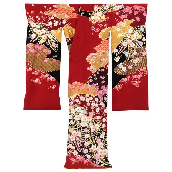 15%クーポンあり 翠山工房・桐屋 辻が花 振袖 仕立て付き 絞り 正絹 着物 新品 購入 販売 未仕立て 赤 辻ヶ花 古典柄 成人式 f-89の画像