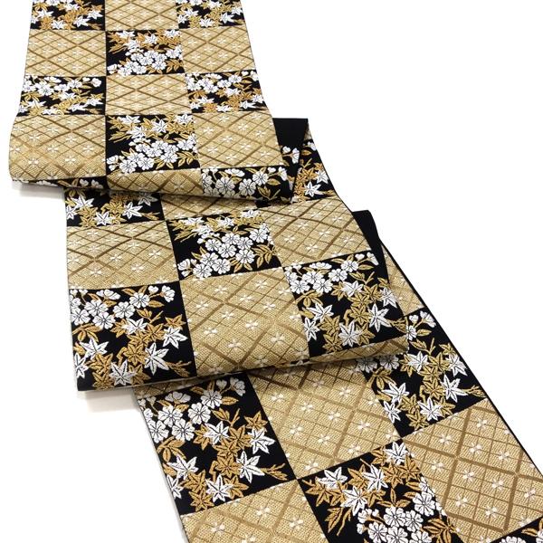 新品未使用 西陣織 唐織 正絹 袋帯 桜楓文 雲錦文 白地 金花菱