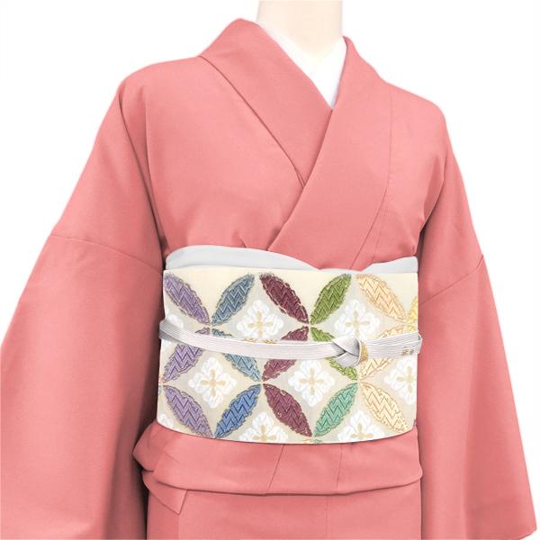 30%OFFセール 袋帯 白 ベージュ 正絹 丸勇 仕立て付き 帯 フォーマル 