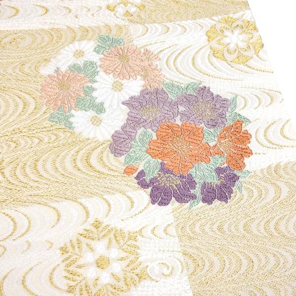 ポイント10倍 袋帯 正絹 白 ベージュ 丸勇 仕立て付き 帯 フォーマル  