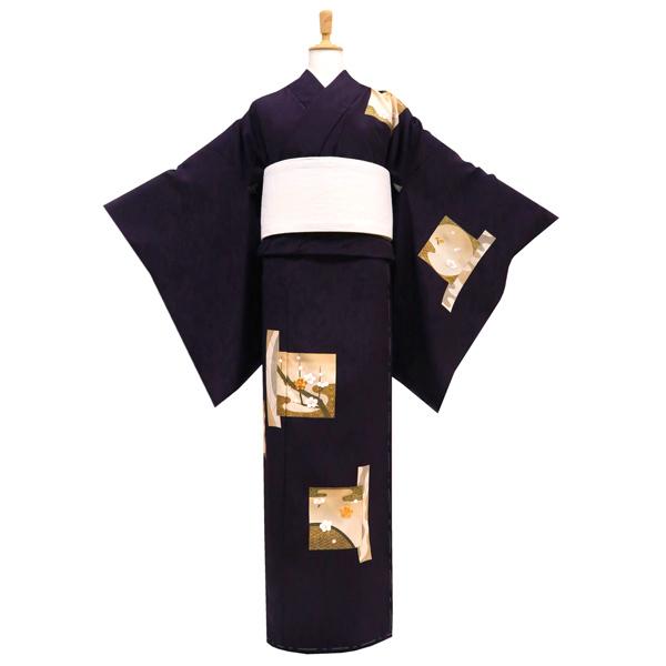 訪問着 紫色 販売 仕立て付き 野口 新品 購入 梅 刺繍 京友禅 着物 未 