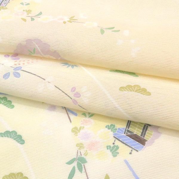 絽夏付下訪問着 クリーム色 仕立て付き 新品 販売 着物 正絹 雪輪 御所 
