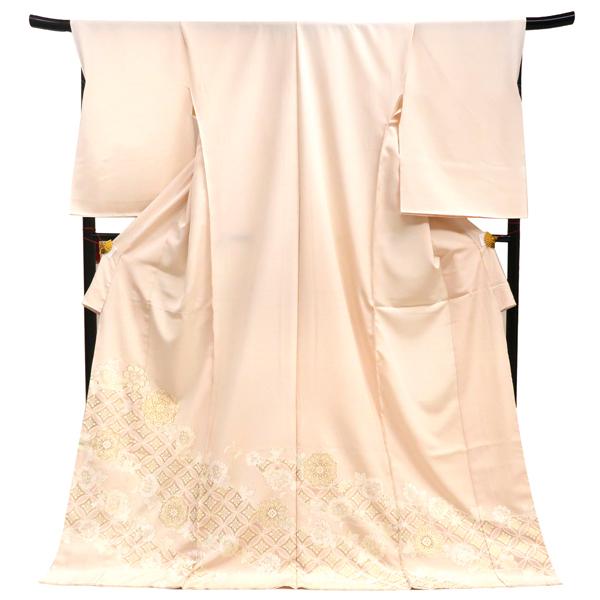 色留袖 仕立て込み 十日町老舗染匠 購入 販売 新品 ベージュピンク 七宝 正絹 友禅 未仕立て 反物 フォーマル 仕立て込み it-94