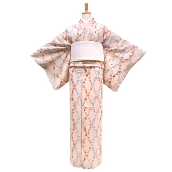 単衣小紋 仕立て上がり ピンク 正絹 京友禅 着物 新品 購入 販売 