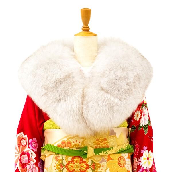 SAGA FURS 振袖用ショール ファー ブルーフォックス 灰色 白 ホワイト