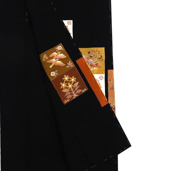 黒留袖 手挿し京友禅 仕立て付き  購入 販売 新品 古典柄 短冊 華文 鳳凰 正絹 未仕立て 反物 結婚式 披露宴 絹 仕立て込み kt-111の画像