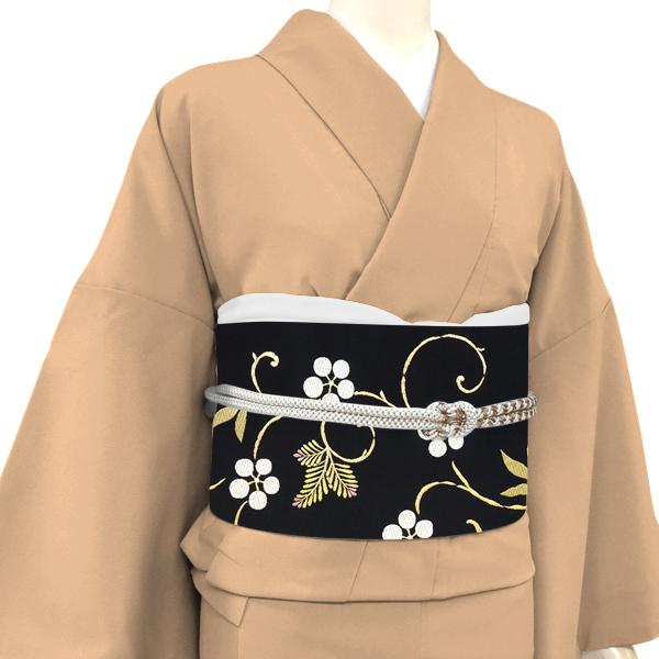 都（みやこ）名古屋帯 正絹 仕立て付き 西陣織 帯 新品 九寸帯 黒 梅 