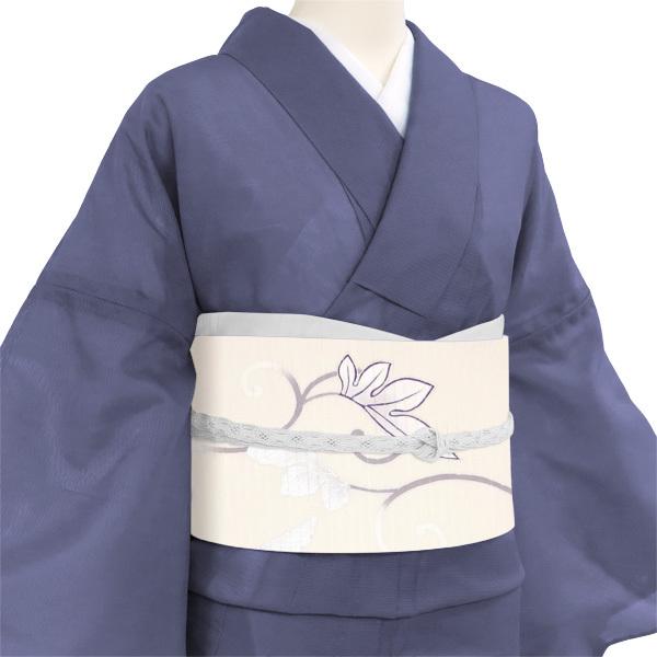 一富司 絽名古屋帯 ベージュ 仕立て付き 唐草 お茶会 夏名古屋帯 五泉 塩瀬 夏帯 京友禅 正絹 未仕立て 反物 新品 仕立て込み non-171の画像