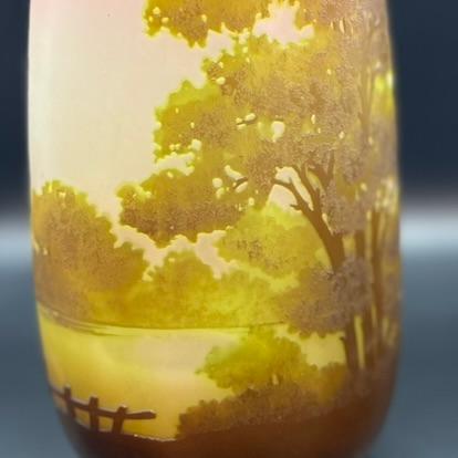 アンティーク エミール・ガレ Emile Galle 湖水風景文 花瓶 高さ アンティーク エミール・ガレ Emile Galle 湖水風景文 花瓶 高さ