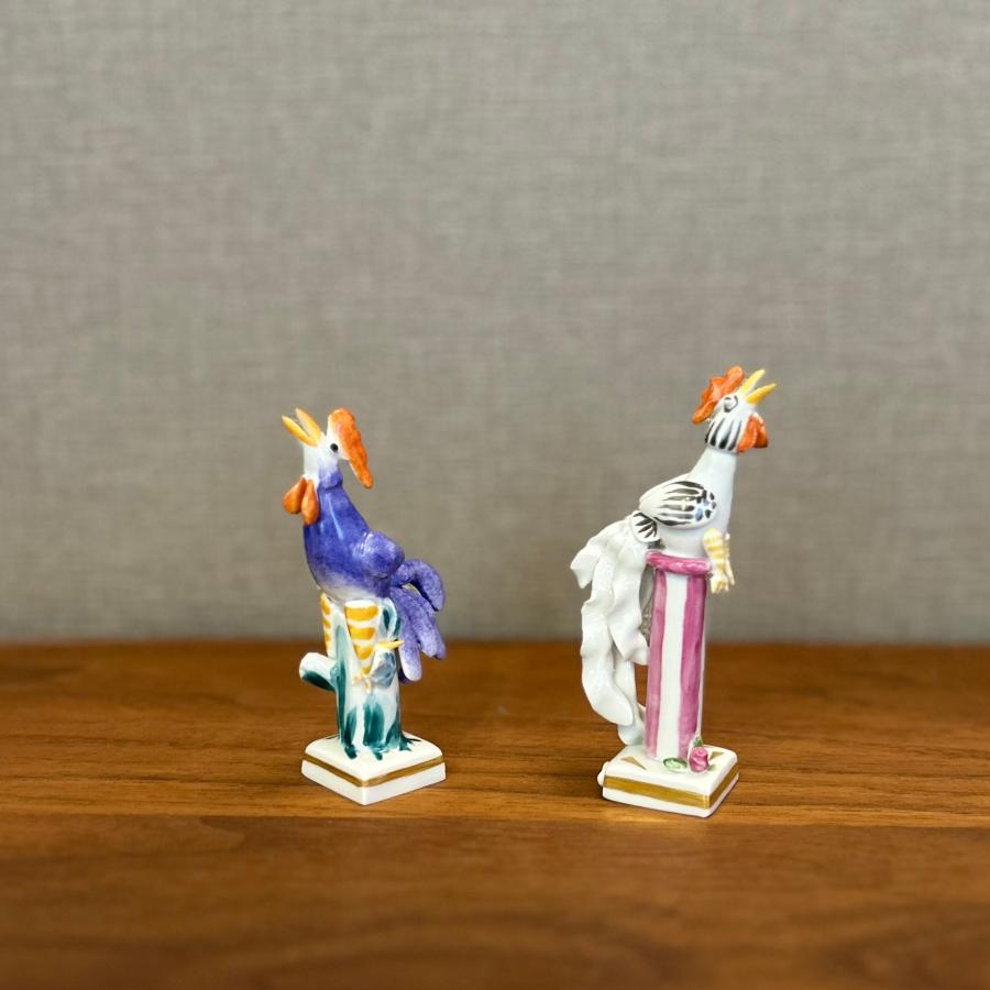 マイセン Meissen 雄鶏 フィギュリン ニワトリ ペア 置物 2羽セット 